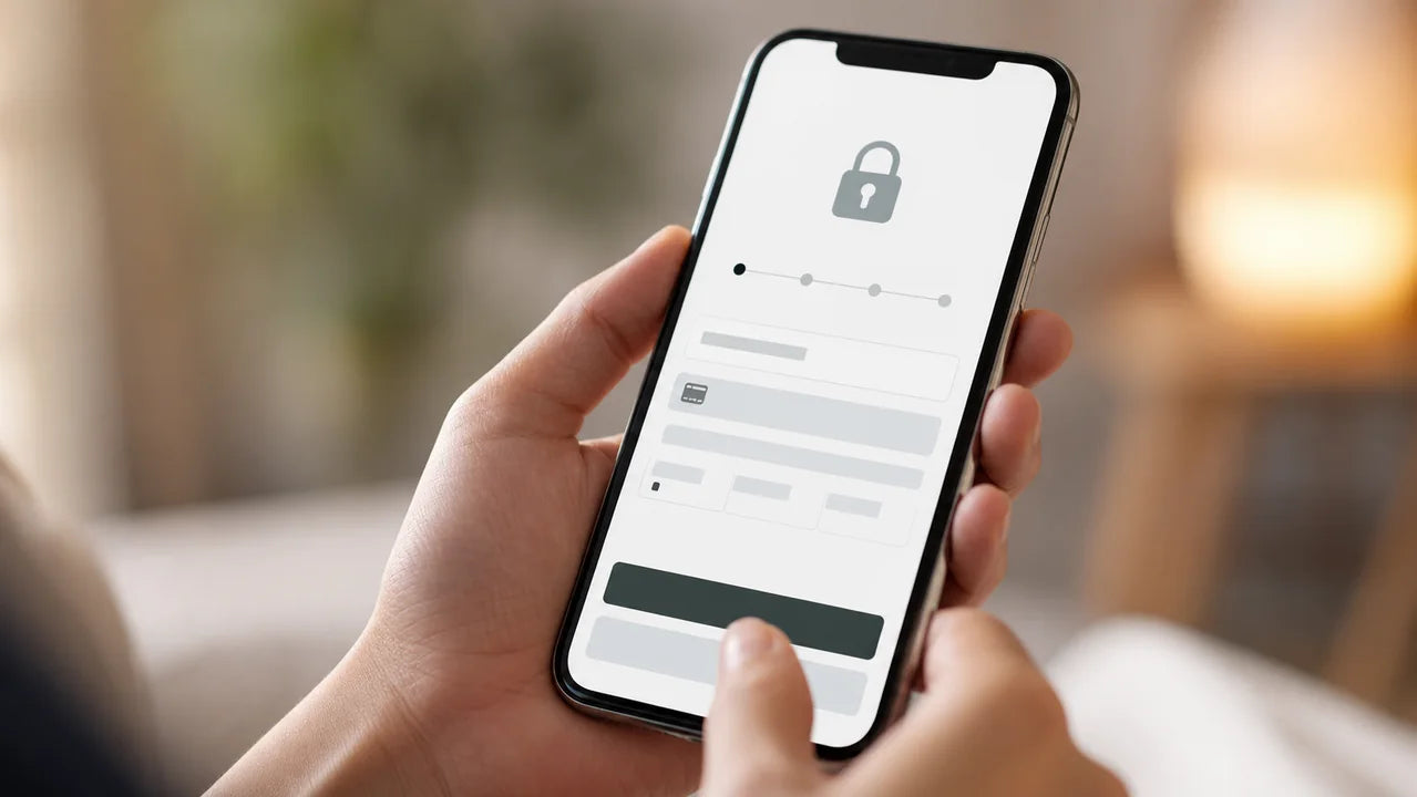 Secure checkout displayed on a mobile phone